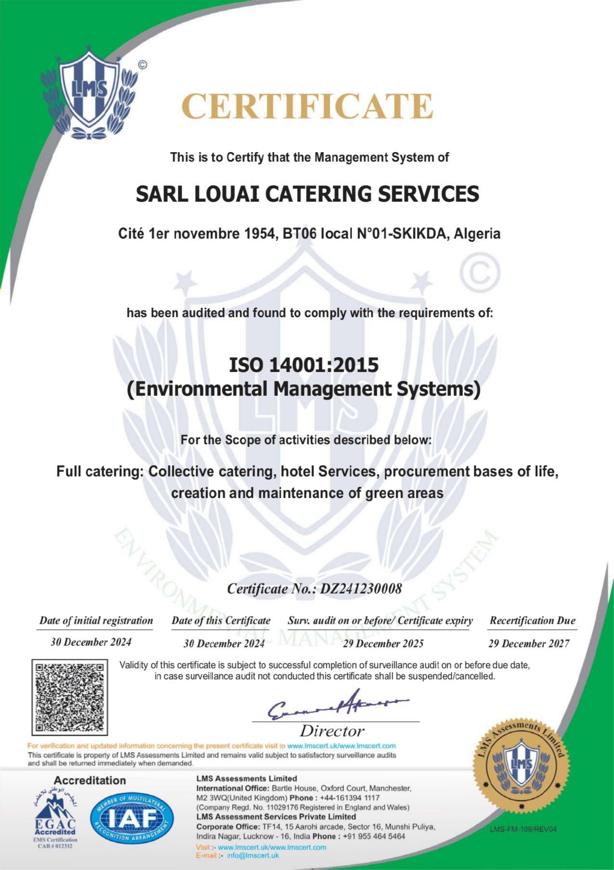Certificat ISO 14001:2015